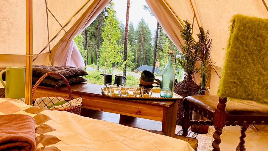 View from inside a Glamping tent